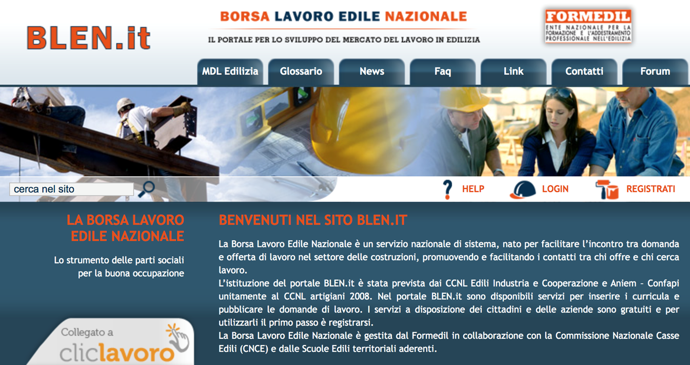 Il portale per lo sviluppo del mercato del lavoro in edilizia