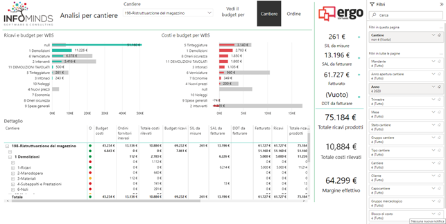 schermata del software gestionale di cantiere
