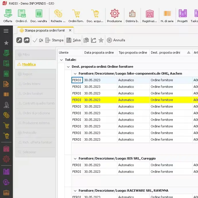 radix erp Proposta ordine