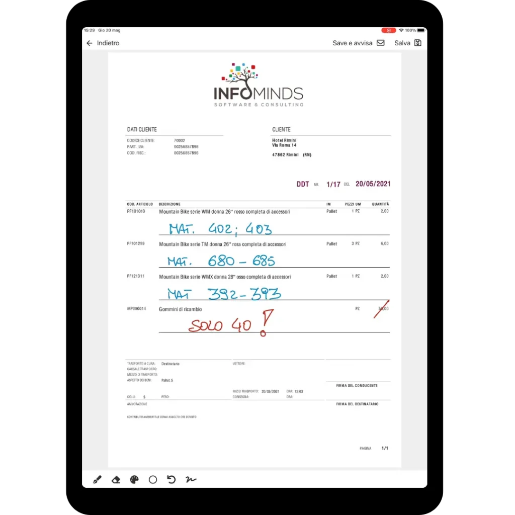 Check&Sign - Modifica in tempo reale degli ordini