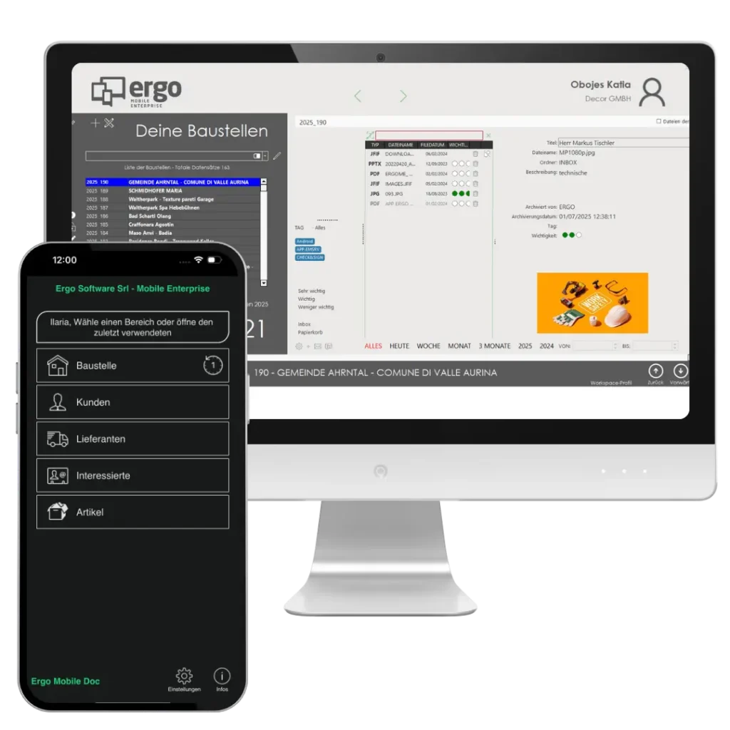 ergo mobile doc Synchronisation mit der Unternehmenssoftware