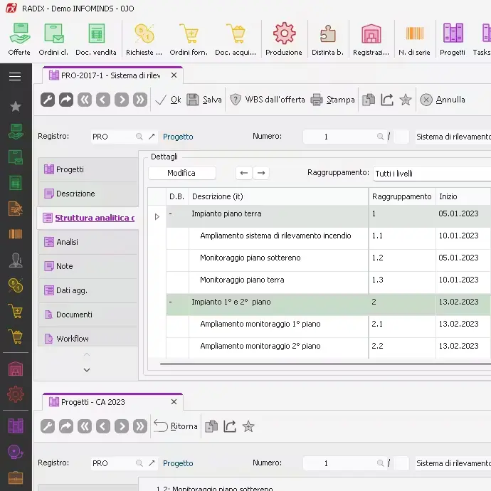 Radix ERP Gestione Progetti