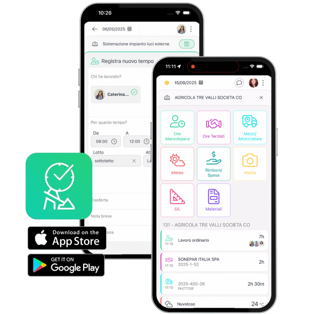 daily report app per il cantiere con badge di cantiere