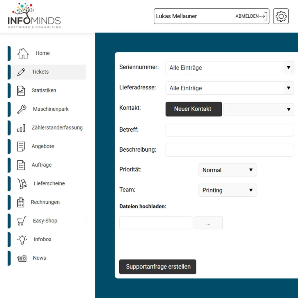 Ticketverwaltung Service-Kundenportal