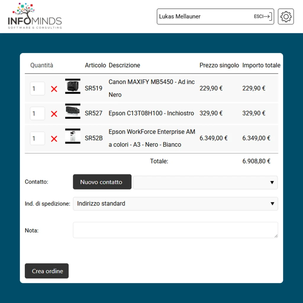Dashboard Tracking Ordini e Spedizioni Portale Sales