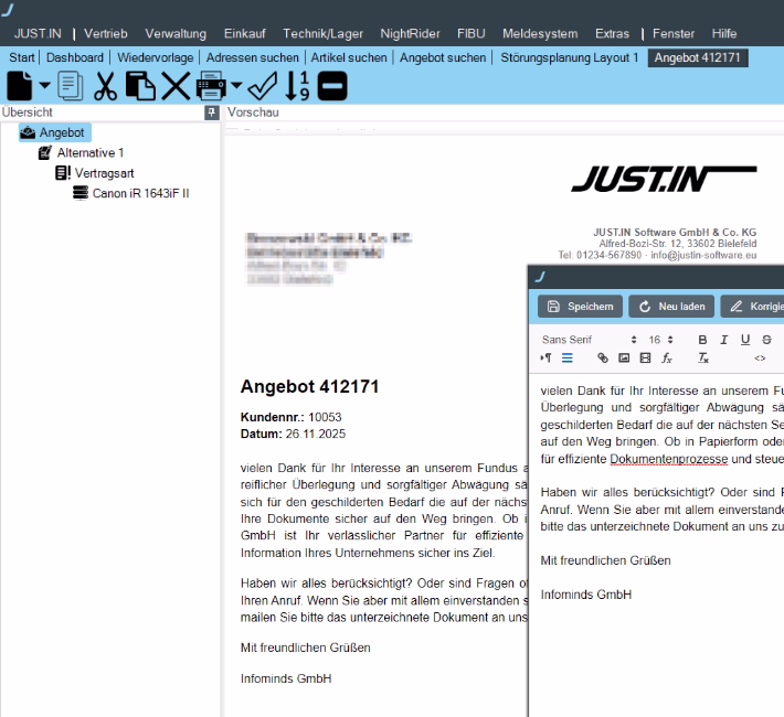 Automatisierte Vertragsverwaltung Software für Druckereifachhandel