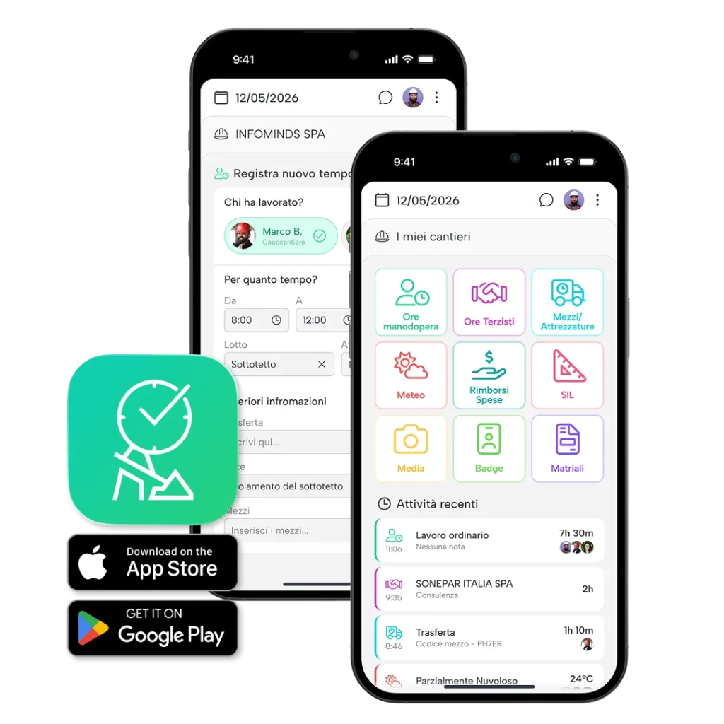 Daily Report app per il cantiere con badge di cantiere