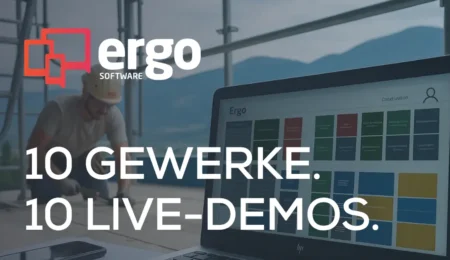 In 10 personalisierten Online-Demos zeigen wir live und pro Gewerk, wie branchenspezifische Sofwarefunktionen die Büroarbeit vereinfachen und wie ähnliche Betriebe bereits erfolgreich mit unserer Software arbeiten.